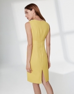 Vestido midi sin mangas piqué amarillo