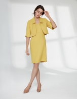 Vestido midi sin mangas piqué amarillo