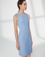 Ultramarine sleeveless midi dress with decoration in the back 