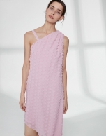 Pink quartz chiffon asymmetric dress