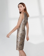 Gold jacquard midi dress