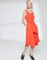 Vestido escote cuadrado naranja