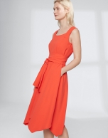 Vestido escote cuadrado naranja