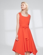 Vestido escote cuadrado naranja