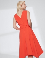 Vestido escote cuadrado naranja