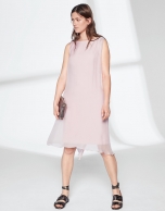 Pink quartz asymmetric midi cape dress