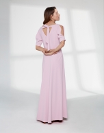 Long, draping, pink quartz dress 