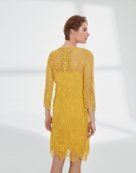 Yellow midi-dress with lace