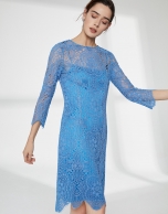 Ultramarine blue midi-dress with lace