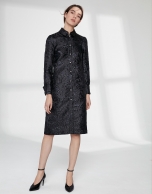 Navy blue jacquard shirtwaist dress