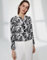 Black floral jacquard short jacket