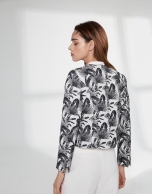 Black floral jacquard short jacket