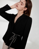 Black jacquard short suit jacket