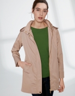 Sandy-colored long light parka