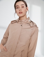 Sandy-colored long light parka