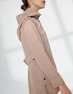 Sandy-colored long light parka