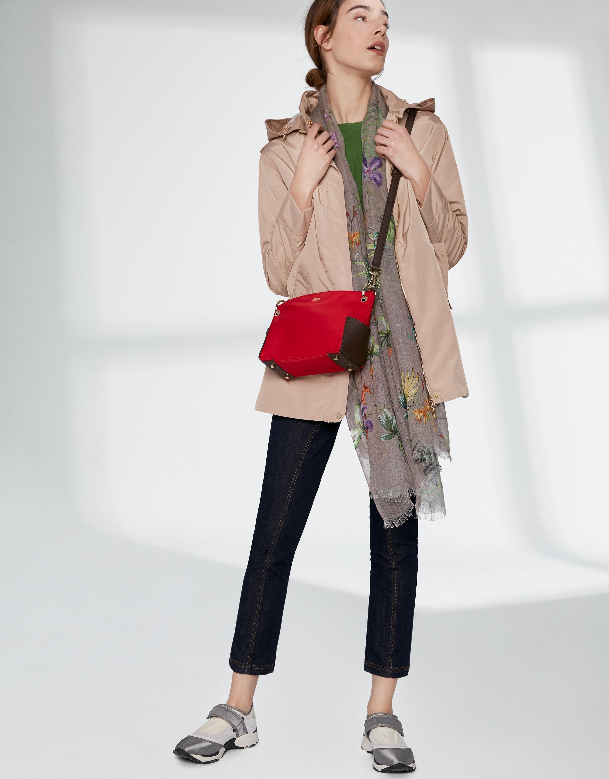 Sandy-colored long light parka