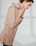 Sandy-colored long light parka