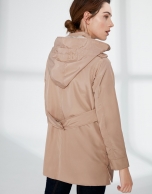 Sandy-colored long light parka