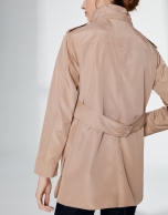 Sandy-colored long light parka