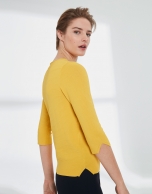 Yellow V-neck sweater