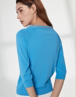 Ultramarine blue sweater with V-neck