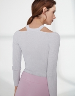 Silver lurex sweater with double neckline