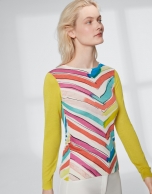 Multicolor herringbone, long sleeve sweater