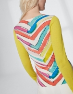 Multicolor herringbone, long sleeve sweater