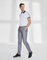 Blue bird's eye weave chino pants