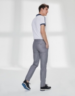 Blue bird's eye weave chino pants