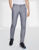 Blue bird's eye weave chino pants