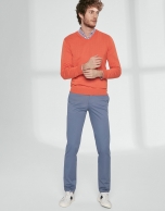 Blue basic cotton chino pants