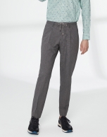 Gray striped pants with ties