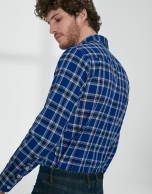 Blue and white checked sport shirt