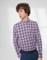 Pink and blue checked sport shirt