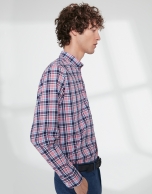 Pink and blue checked sport shirt