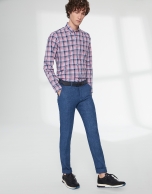 Pink and blue checked sport shirt