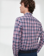 Pink and blue checked sport shirt