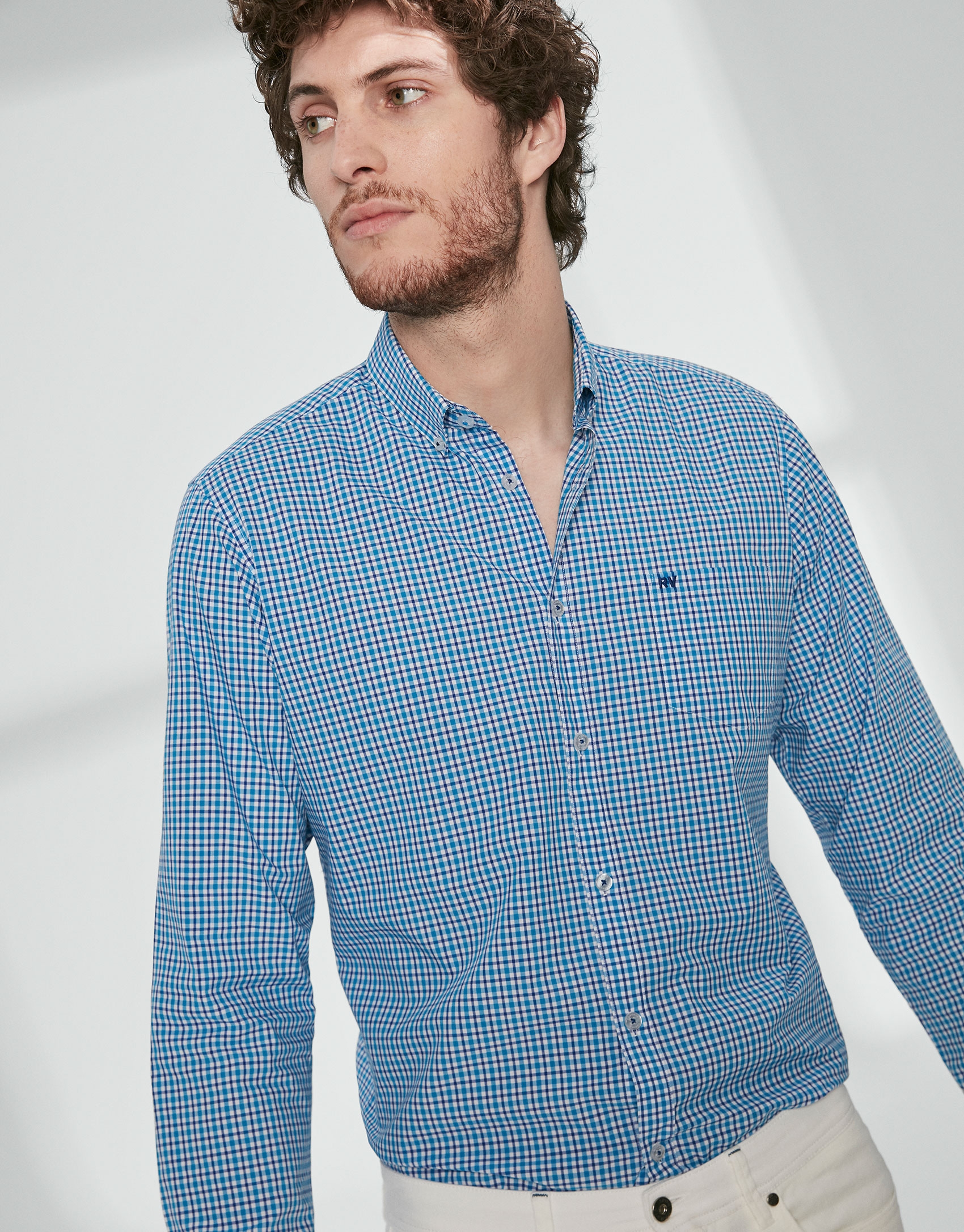 Camisa sport cuadros tonos azules