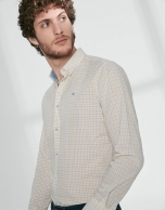 Light blue and yellow checked sport shirt