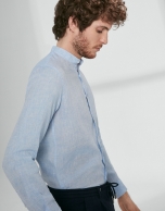 Light blue linen sport shirt