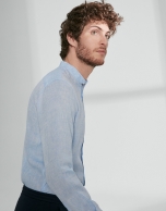 Light blue linen sport shirt