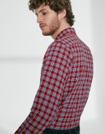 Camisa sport cuadros en rojo/azul