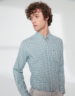 Blue and green checked sport shirt