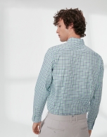 Blue and green checked sport shirt