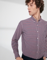 Camisa sport cuadros Vichy marino/rojo