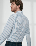 Turquoise striped sport shirt