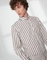 Khaki striped sport shirt