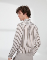 Khaki striped sport shirt